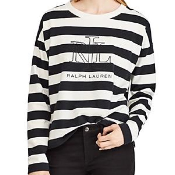 Ralph Lauren Sweaters - NWT Lauren Ralph Lauren Striped Terry Sweatshirt